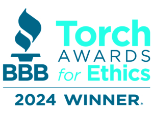 BBB Torch Awards for Ethics 2024 Winner badge with torch icon