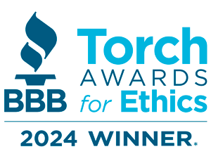 BBB Torch Awards for Ethics 2024 Winner badge with torch symbol